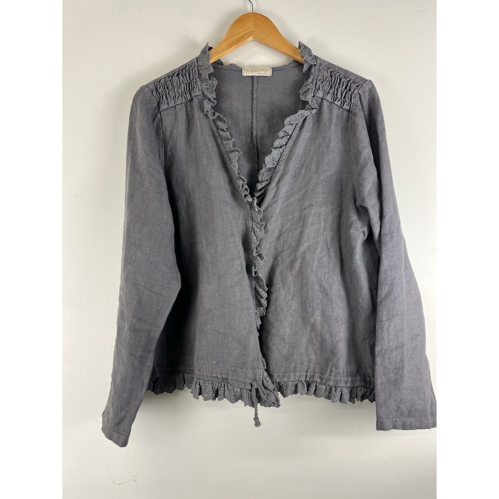 Talia Benson Linen Boho Shirt Jacket Medium Large Lagenlook Artsy